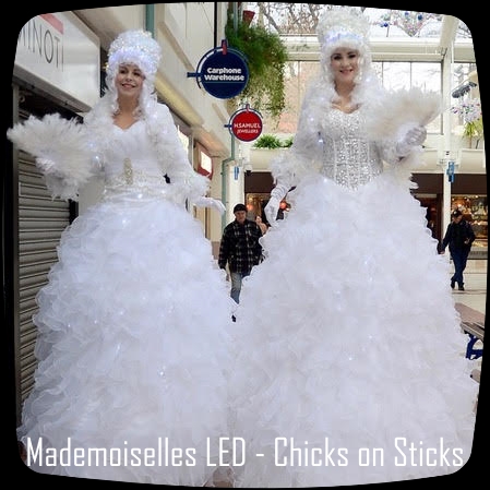 Mademoiselles Noel LED stilt walker by Chicks on Sticks South Yorkshire